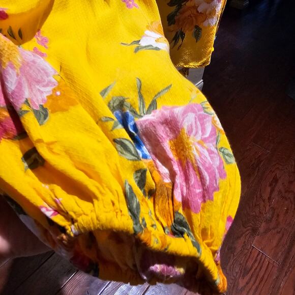 FARM Rio XL Floral Blouse Women Boho Tropical Festival Cottagecore Statement Top - Picture 9 of 12